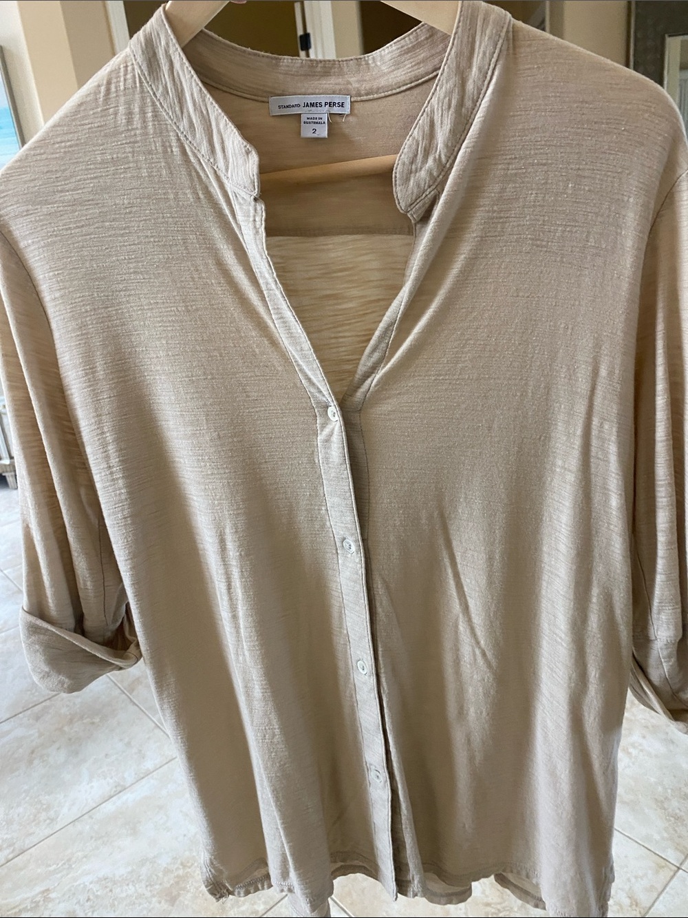 Lot of 3 James Perse slub knit 3/4 sleeve button down tops size 2 (medium) - Picture 3 of 4